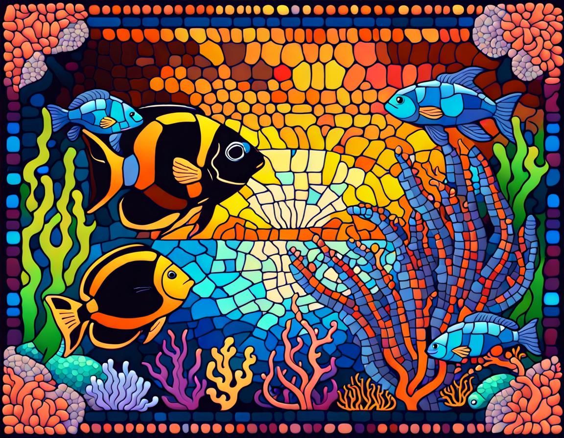 Fluorescent Mosaic Design of Marine Life