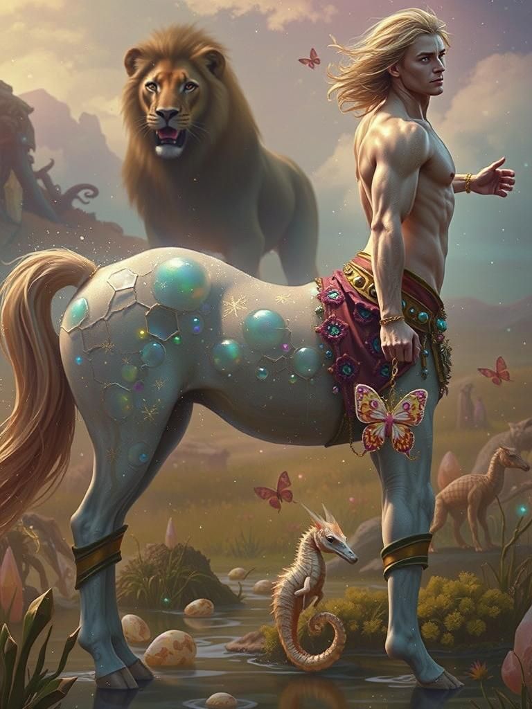 Radiant Centaur in Surreal Dreamscape