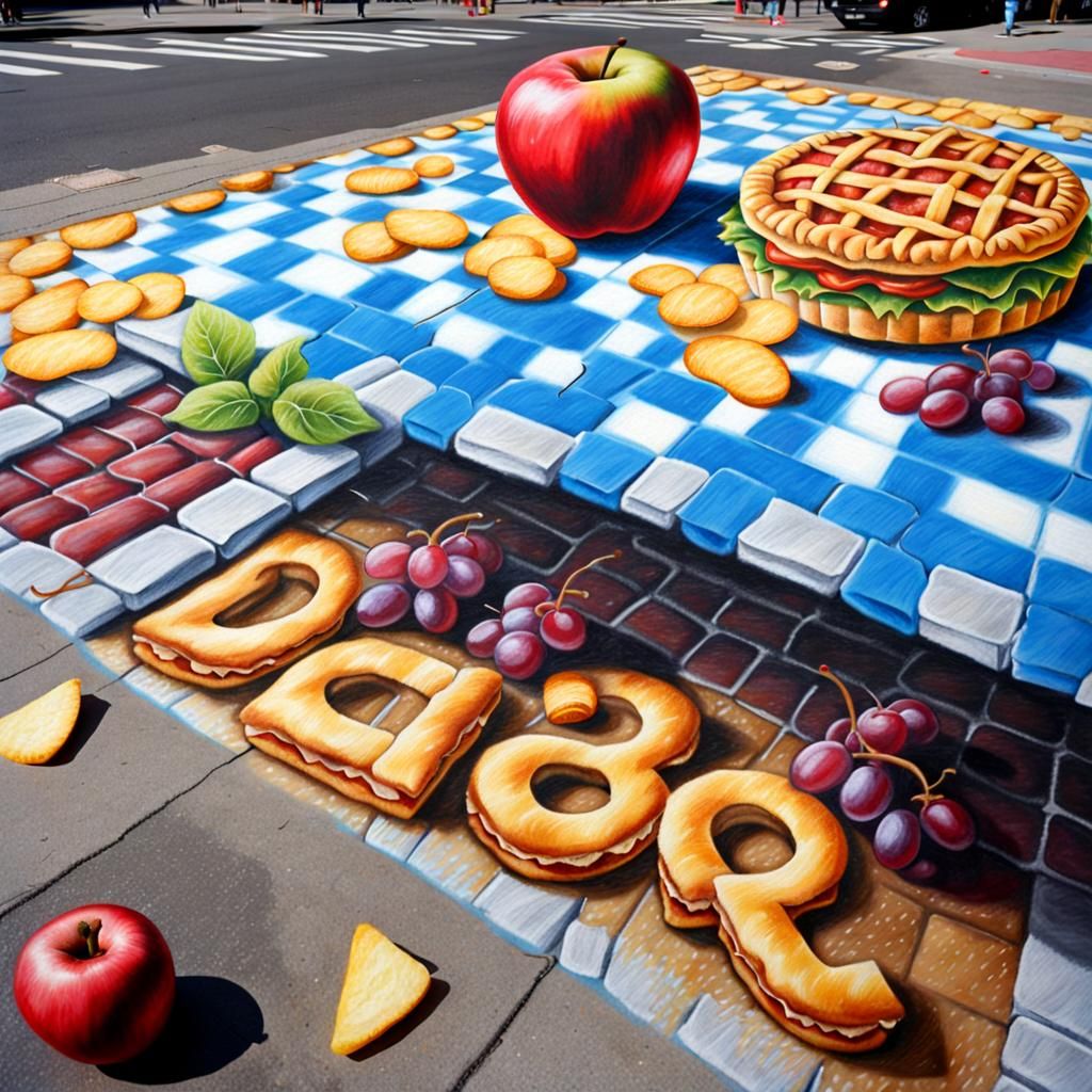 Hyperrealistic 3D Chalk Art Picnic Illusion