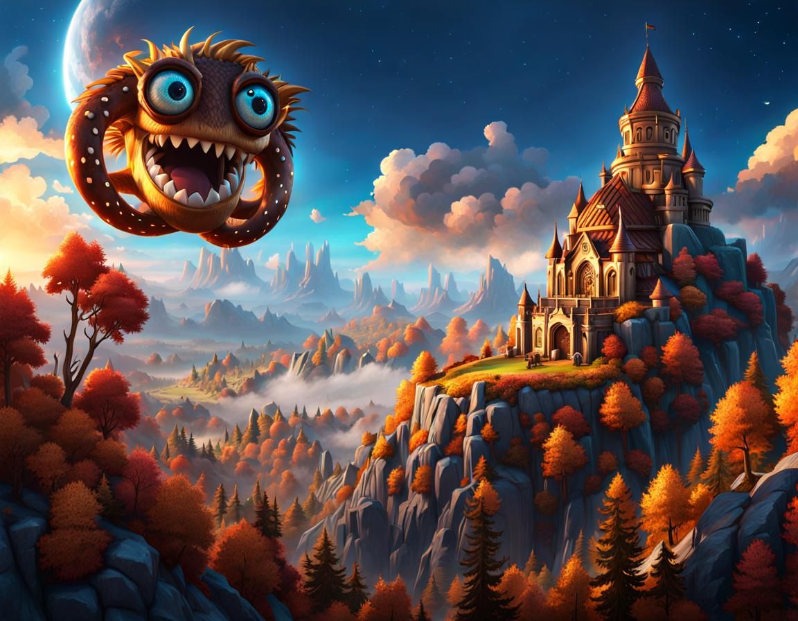 Pretzel Monster in the Sky: Hyperdetailed Concept Art