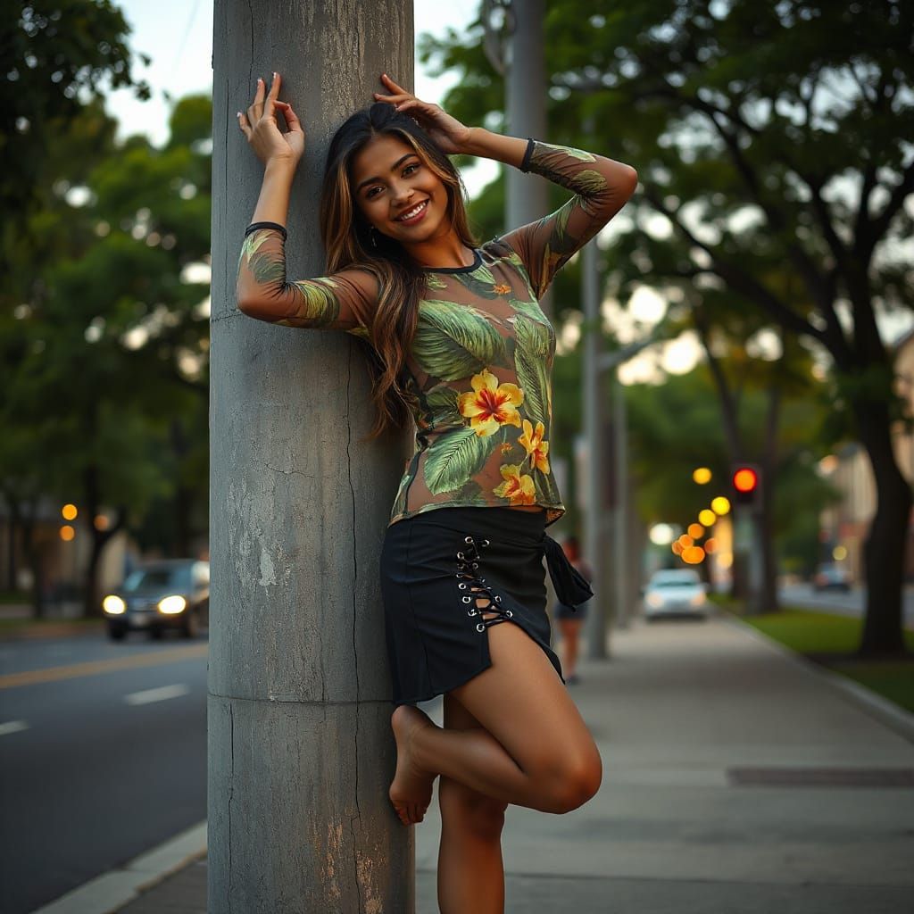 Indian Woman Posing in Urban Evening Light