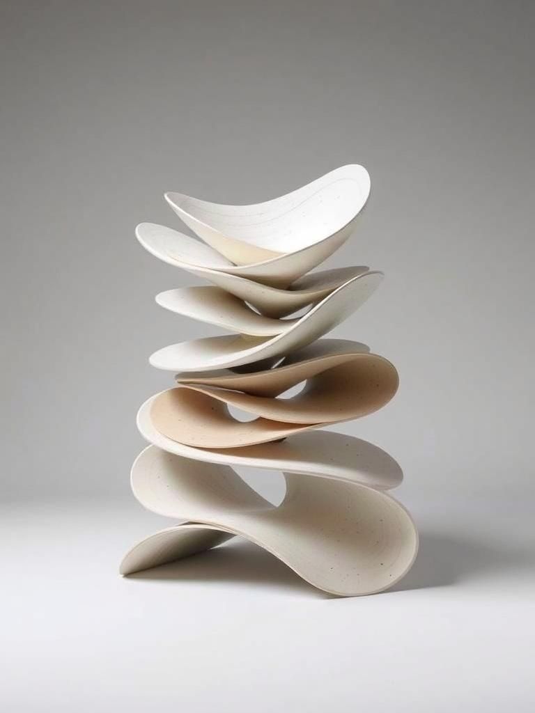 Elegant Stacked Curves Abstract Assemblage