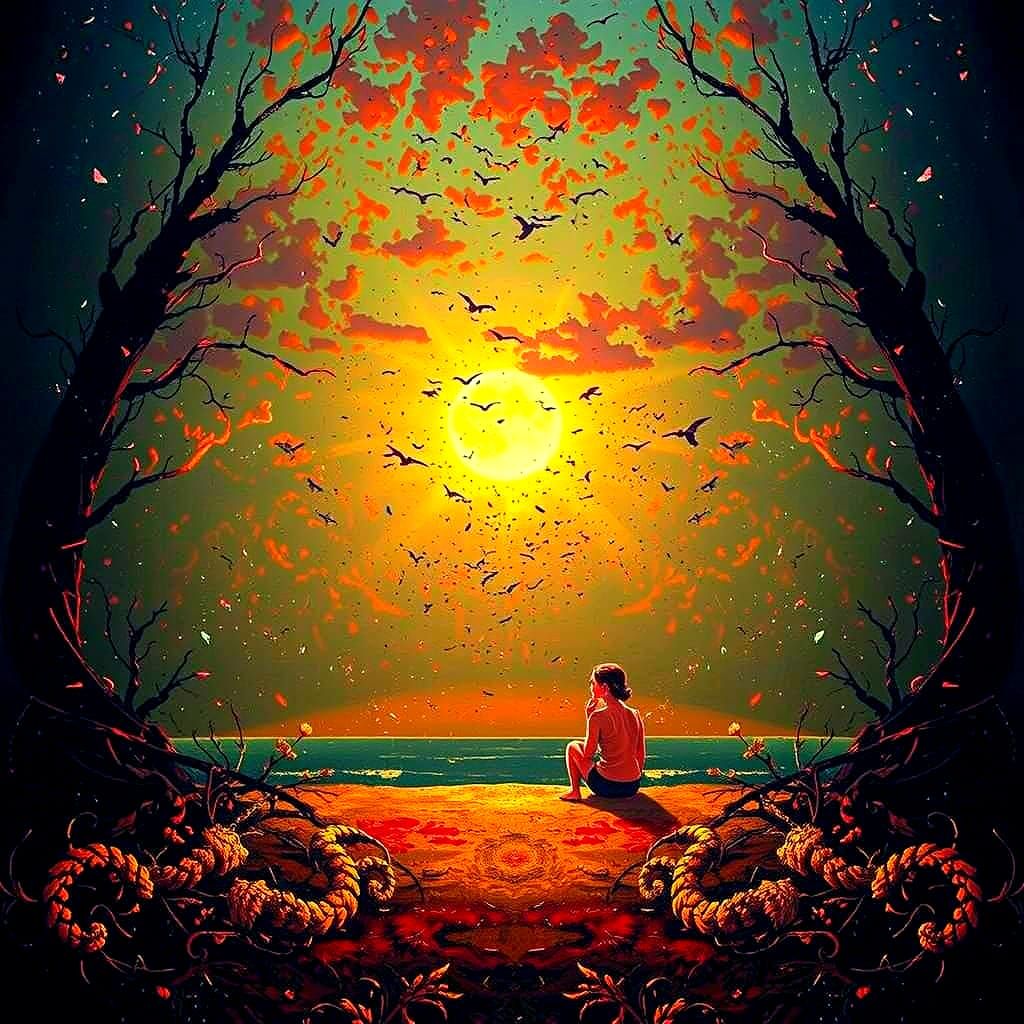 A Melancholic Woman's Solace in Moonlit Elegance