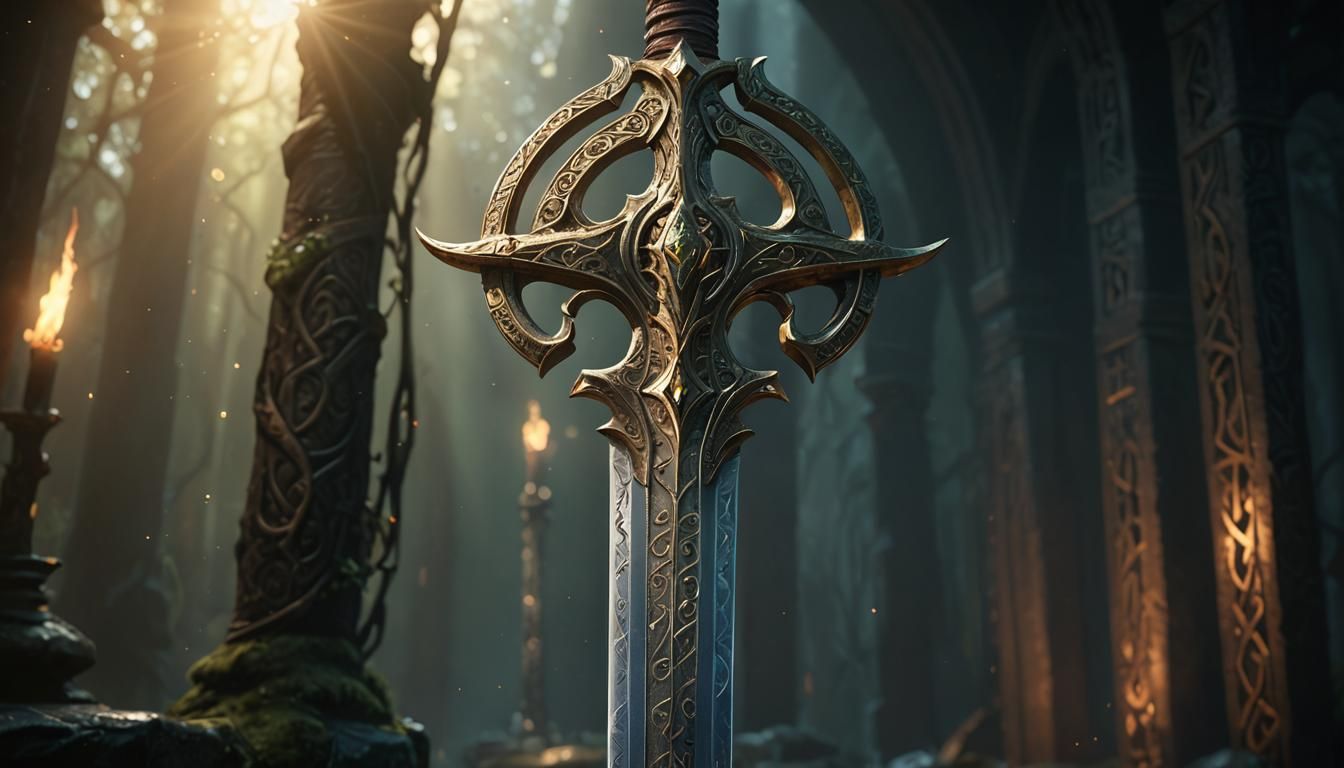 Illuminated Sword with Ancient Elven Script