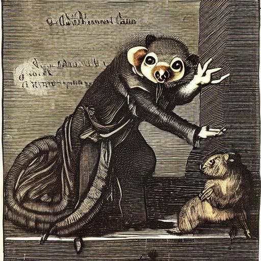 Anxious Possum Portrait in Renaissance Pop Art Style