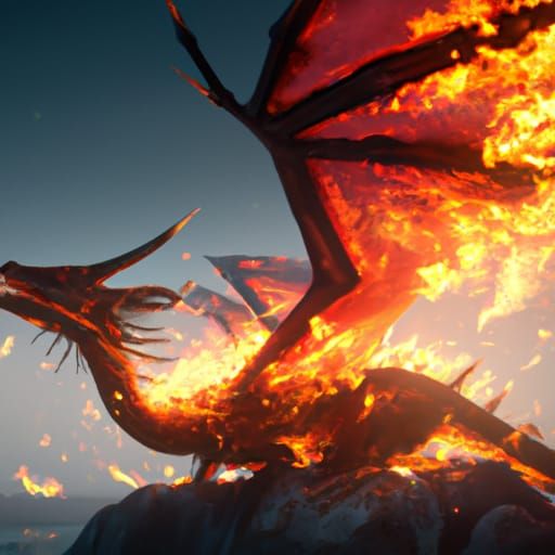 Detailed Fire Dragon Concept Art in 8K