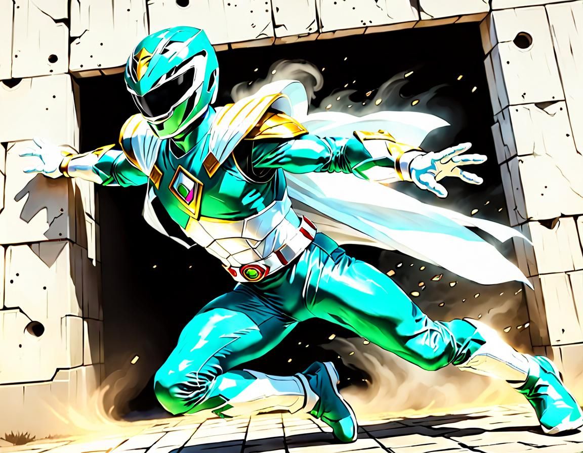Teal Power Ranger Magically Phases Through Wall
