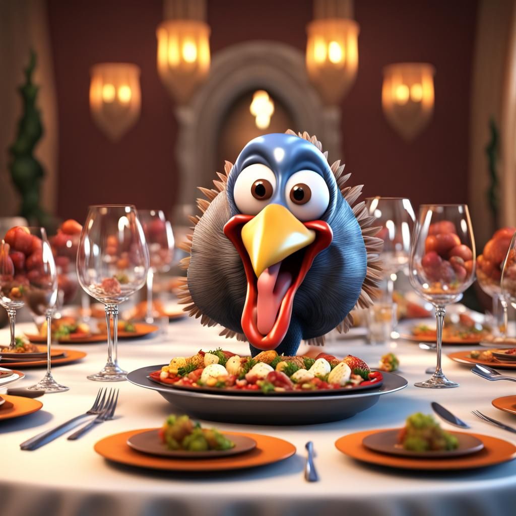 Scared Turkey Runs Amok: A 3D Rendering