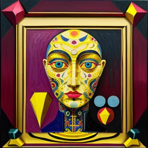 Surreal Face in Baroque Psychedelic Style