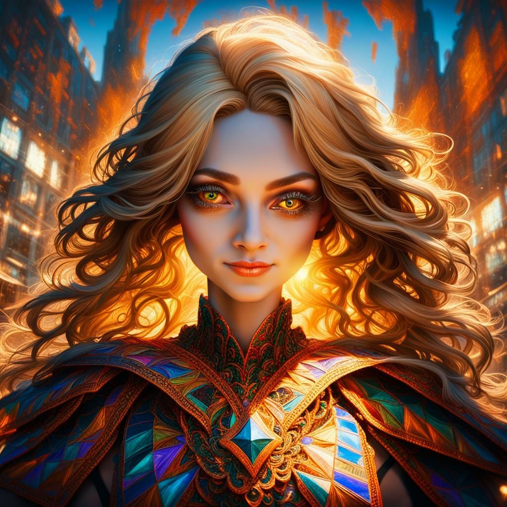 Hyperrealistic Portrait of a Smiling Blonde Woman