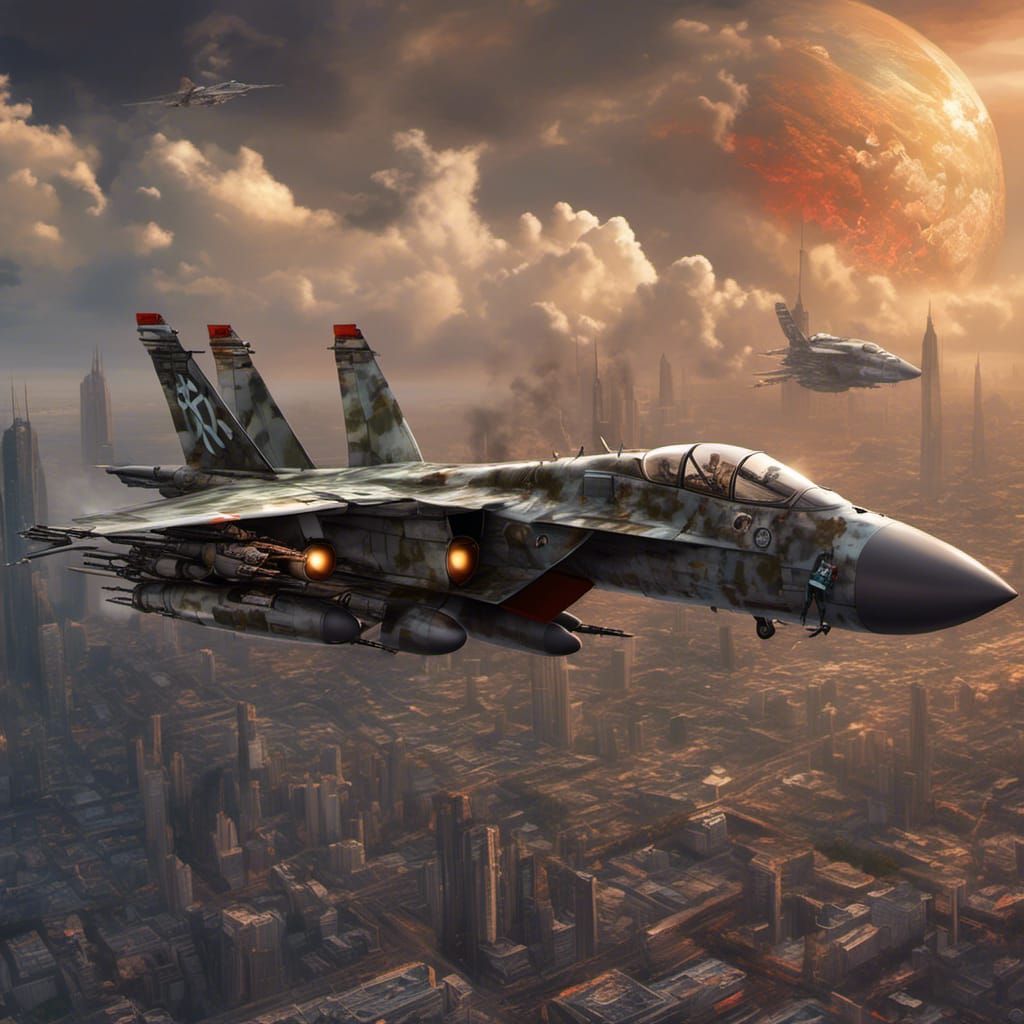 Frankenstein Piloting F-14 Tomcat in Anime Style