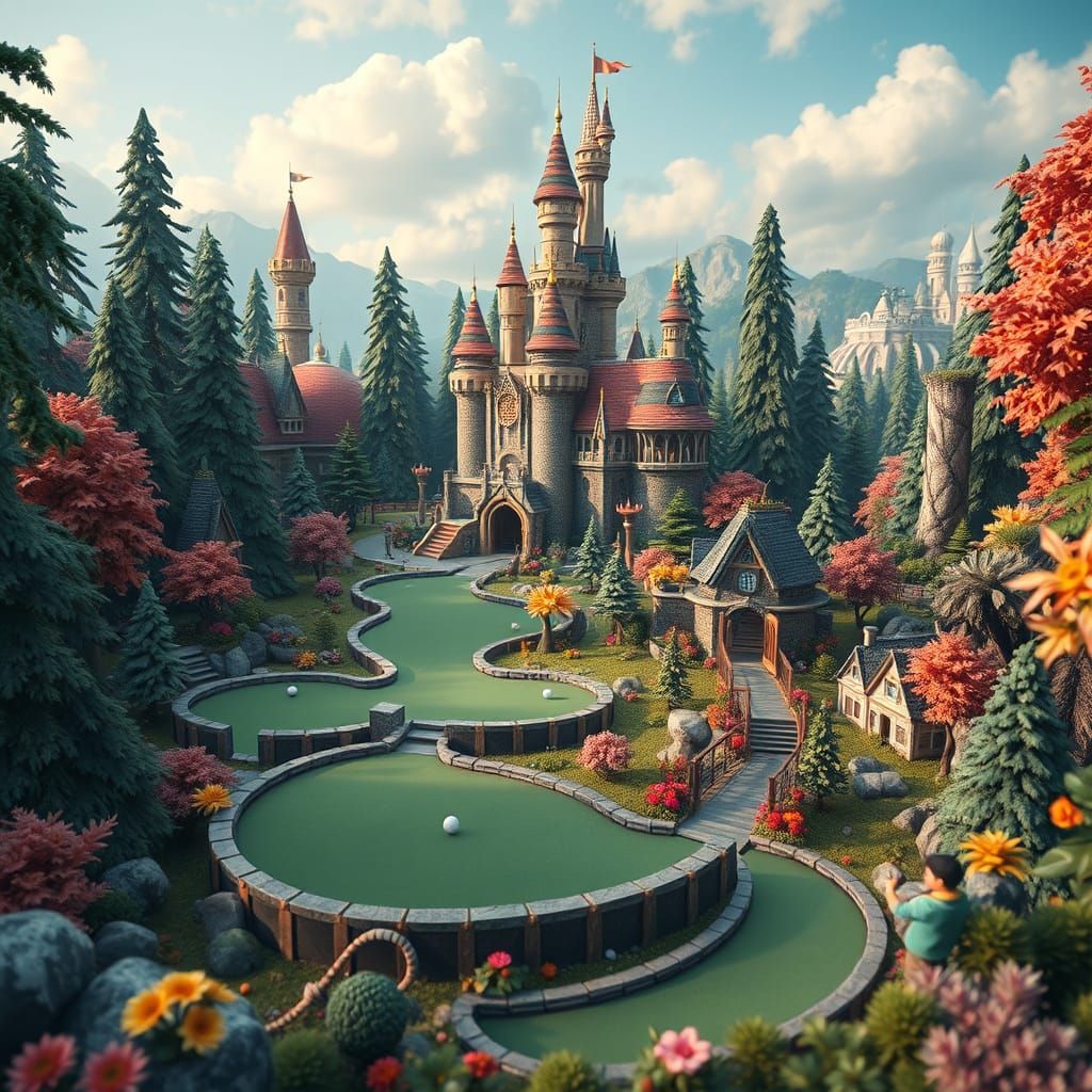 Enchanting Miniature Golf Course: Fantasy Concept Art