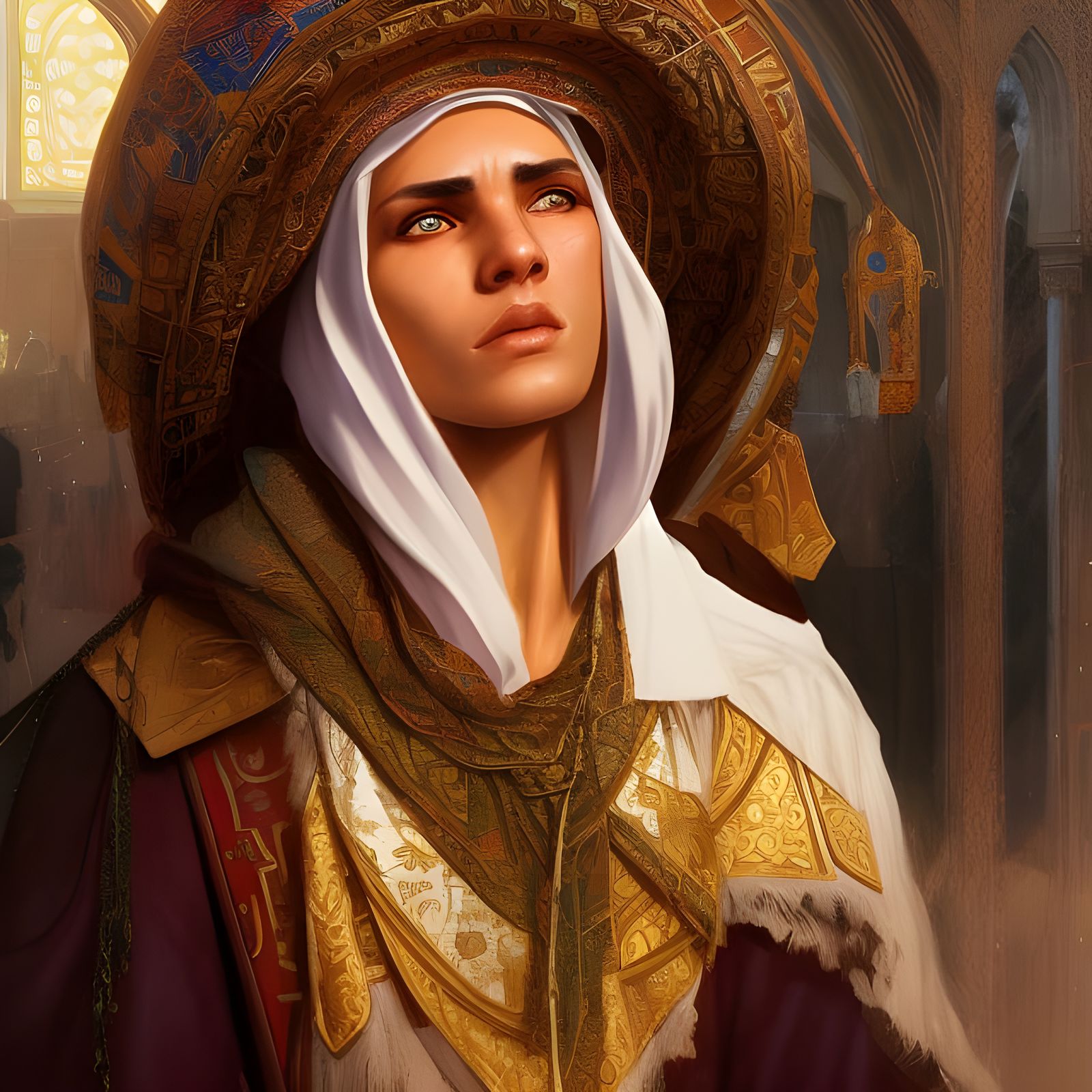 Arab Christian Bedouin Emir Portrait in Digital Art Style