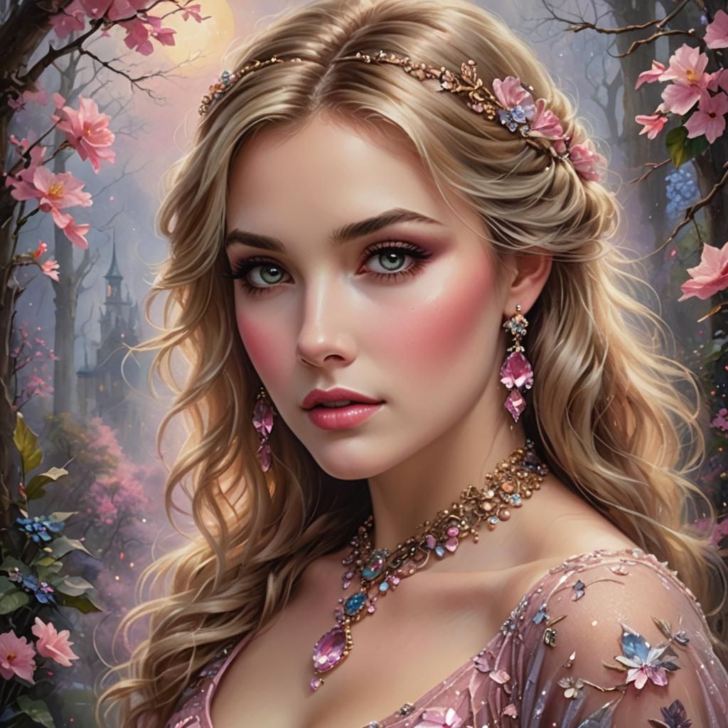 Ethereal Portrait of a Brown-Haired Woman in Fantasy Style