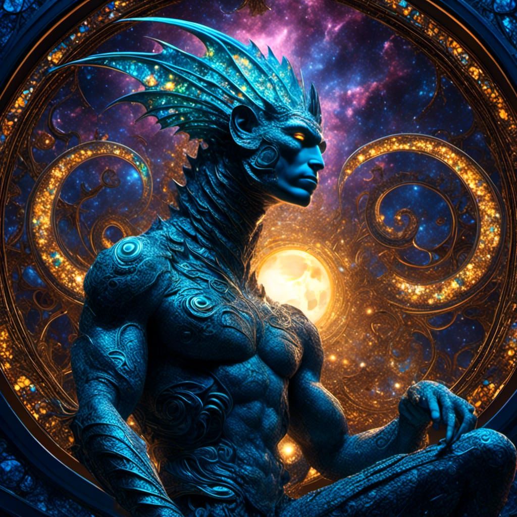 Futuristic Reptilian Man with Stained Glass Skin