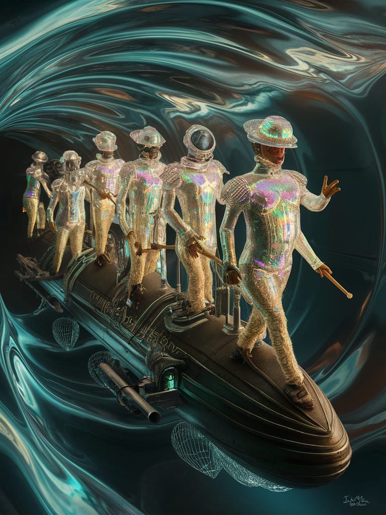 Woven Cyborgs in Steampunk Submarine