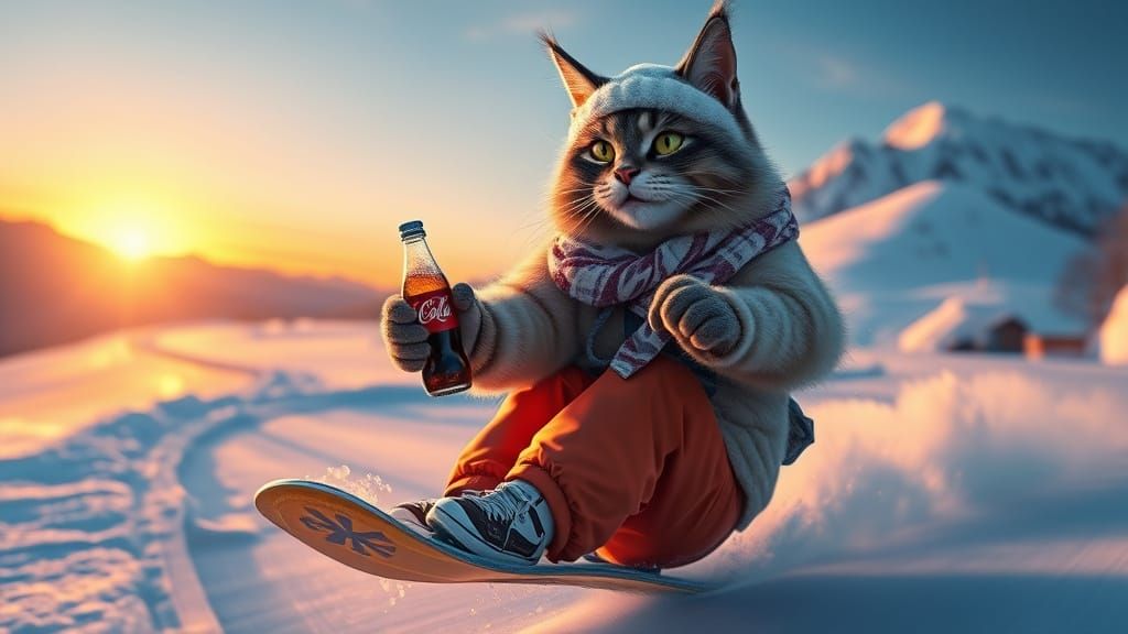 Cinematic Cat Embodies Winter Freedom