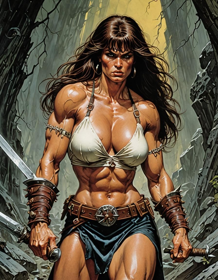 Female Barbarian Illustration in Comic Book Style