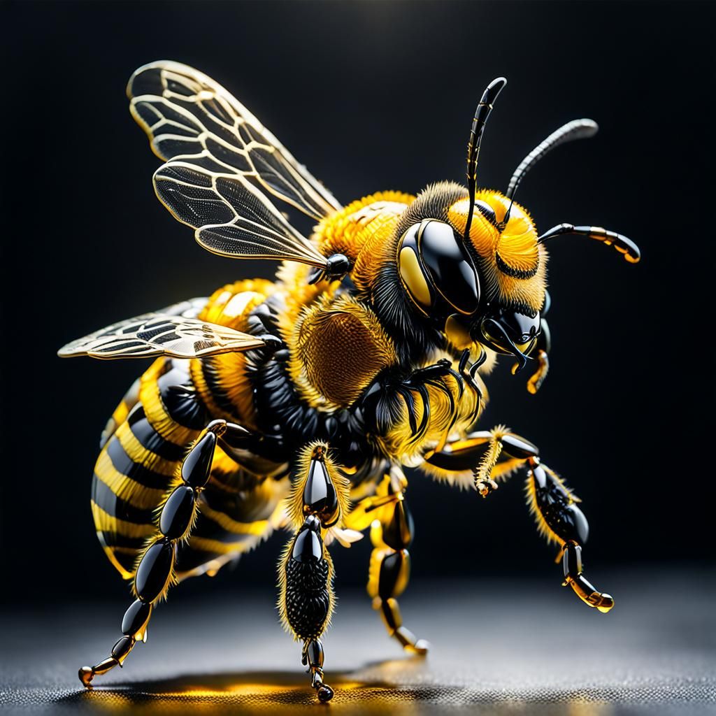 Crystal Bee Sculpture in Macro Photography
