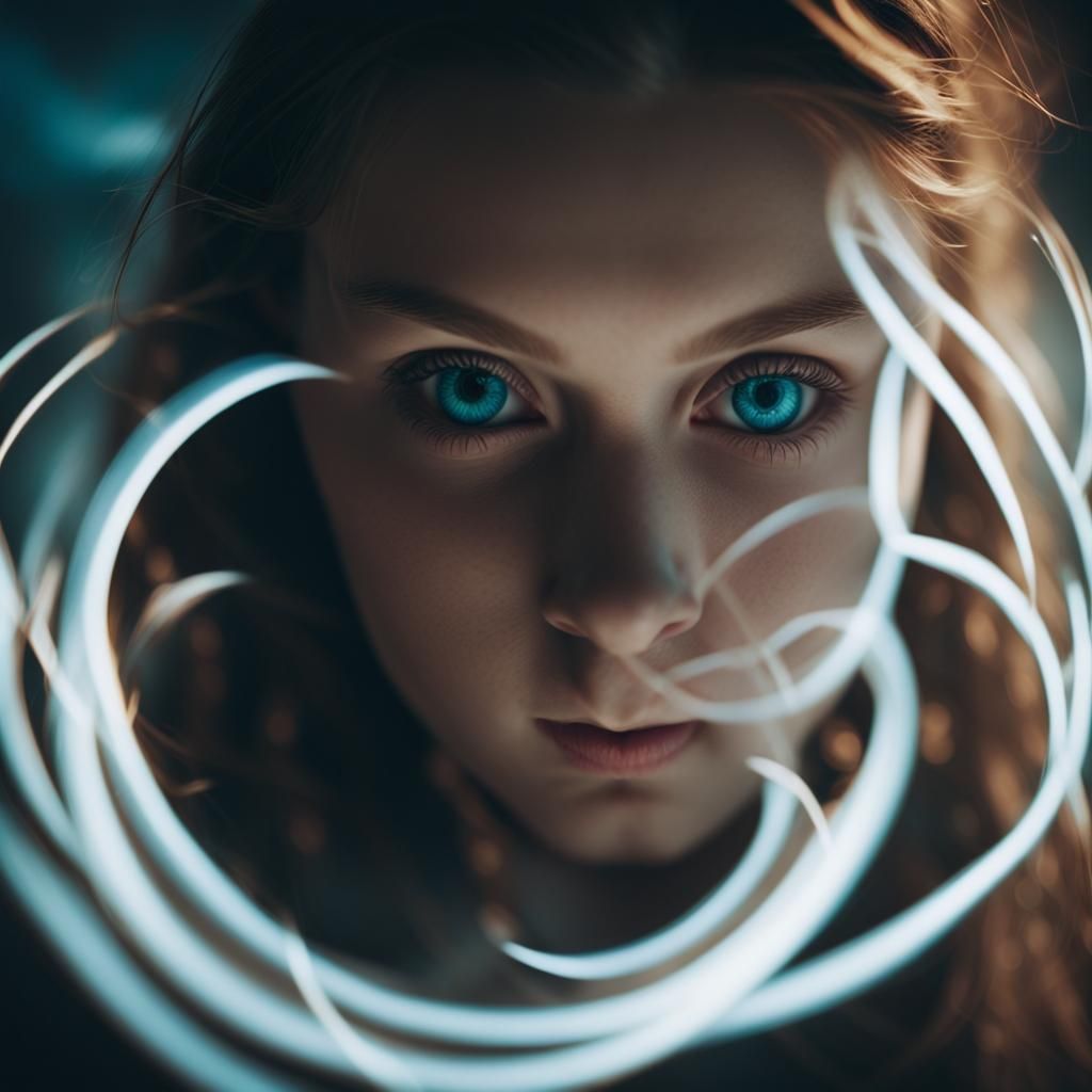 Mysterious Teen Girl Ensnared by Mesmerizing Eye Spirals