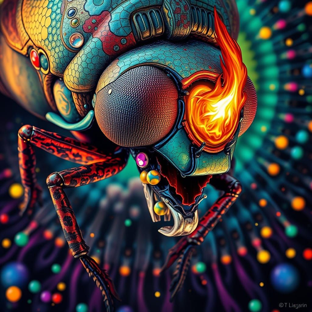 Cyberpunk Beetle Foot Microscope Study