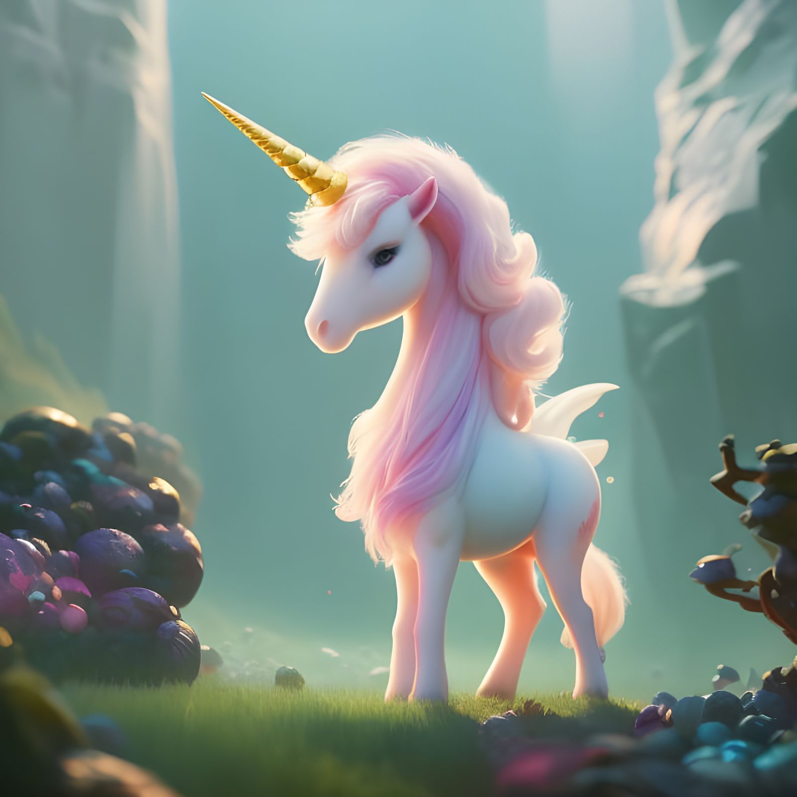 Sparkling Unicorn Portrait in Digital Art Style