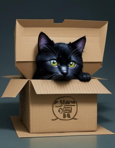 Cardboard Box Schrödinger's Cat Conceptual Art
