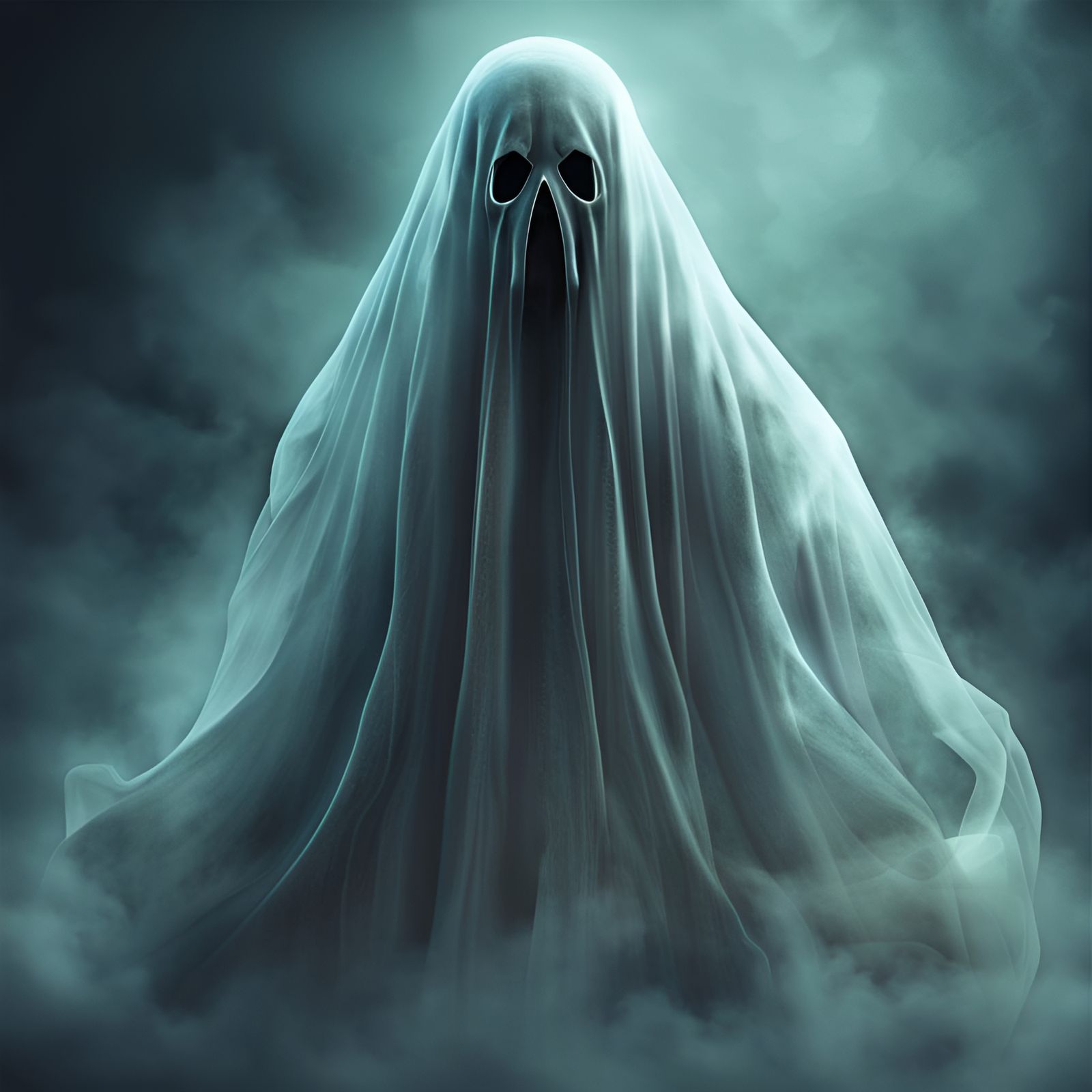 Terrifying Translucent Ghost in Old Cloth