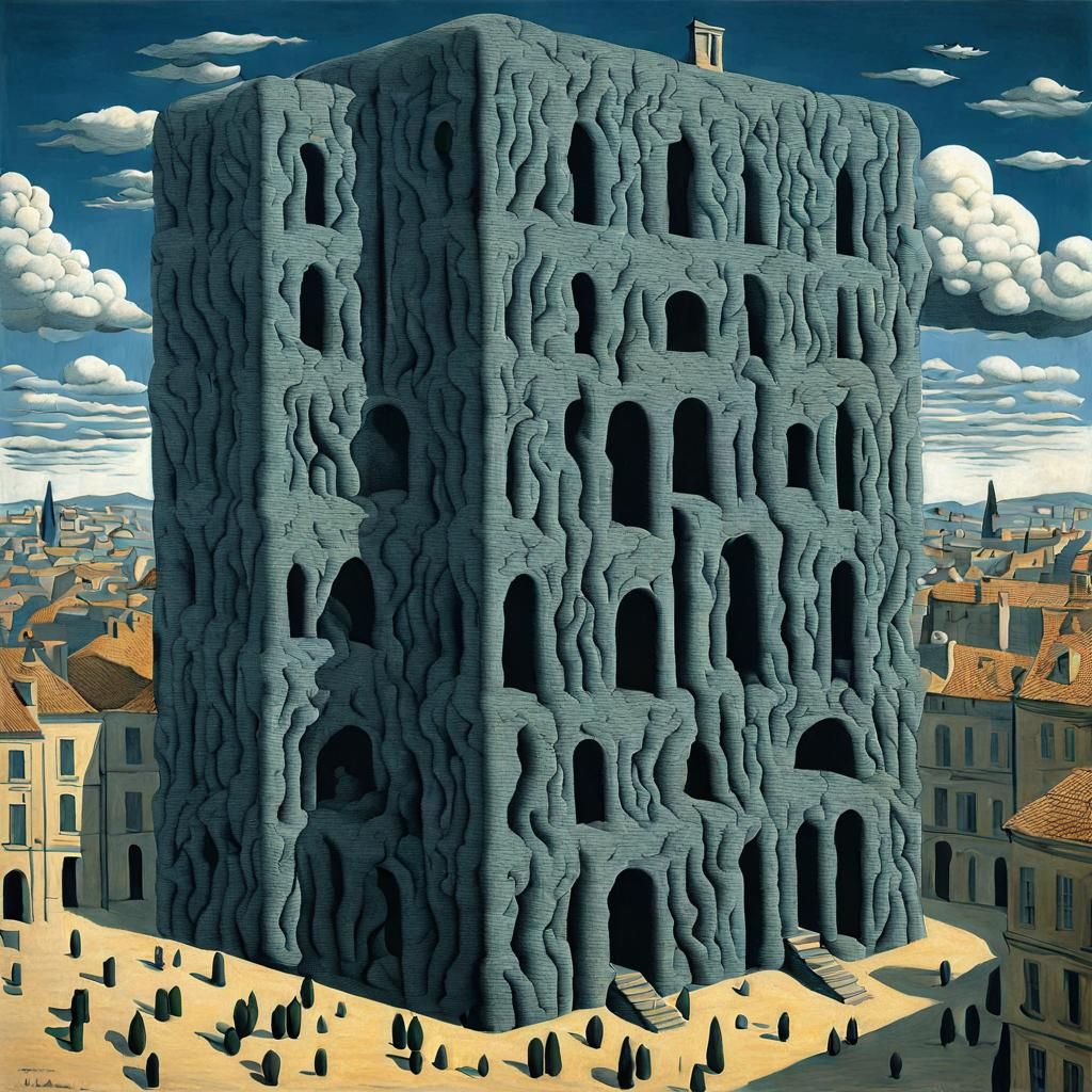 Magritte Inspired Surrealism in 3D Anime Style