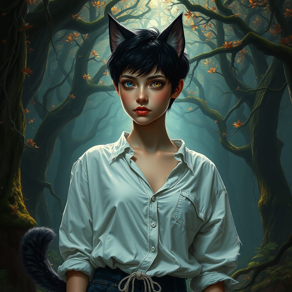 Mysterious Russian Woman Stands Guard at Dark Forest Thresho...