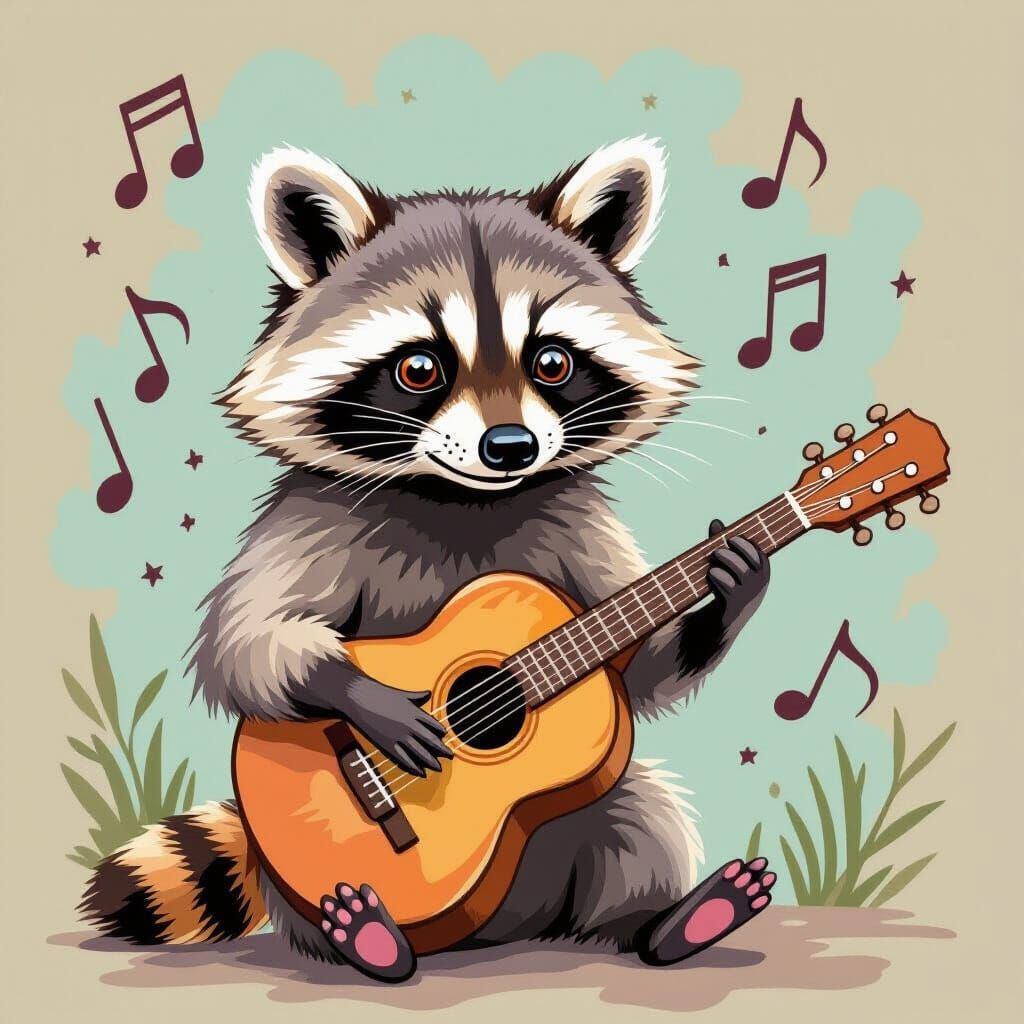 Raccoon Airbrush Dadaism in Pastel Colors