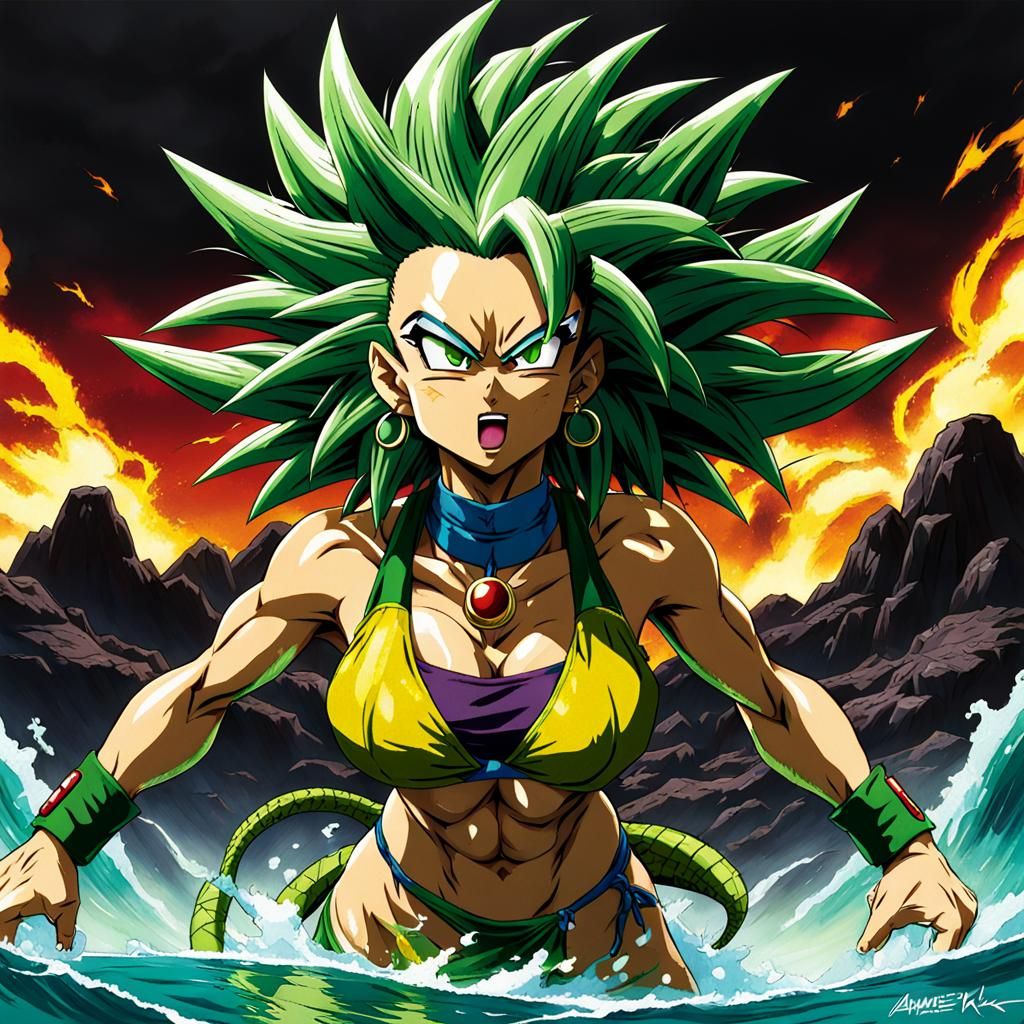Kefla in Bikini: Dragon Ball Z Manga Style
