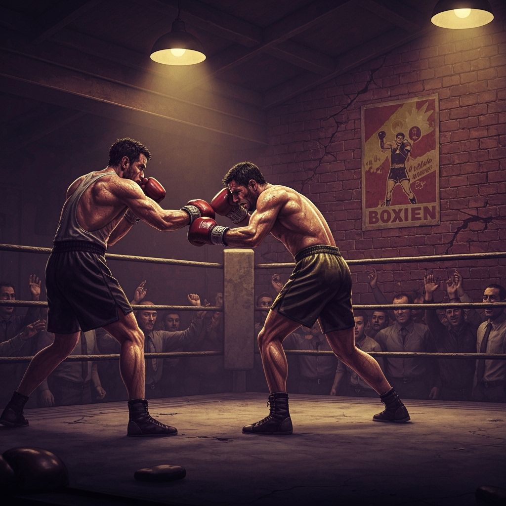 Gritty Vintage Boxing Match in Dark Fantasy Style
