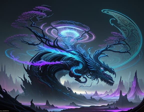 Dark Fantasy Tornado in Crystal Shattered Landscape