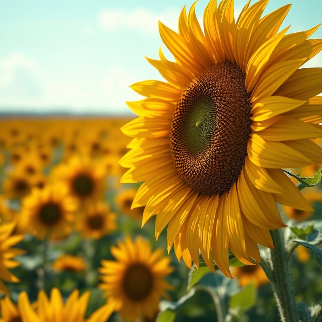Sunflower Field with Ornate Art Nouveau Influences