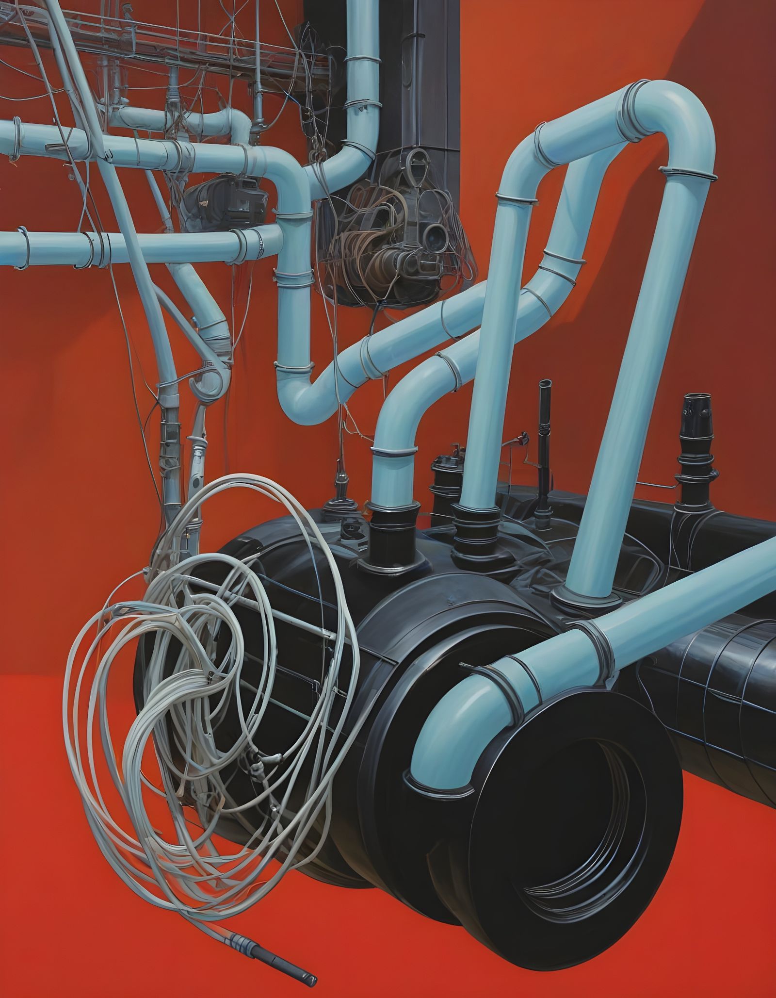 Surreal Industrial Scene in a Dreamlike Setting