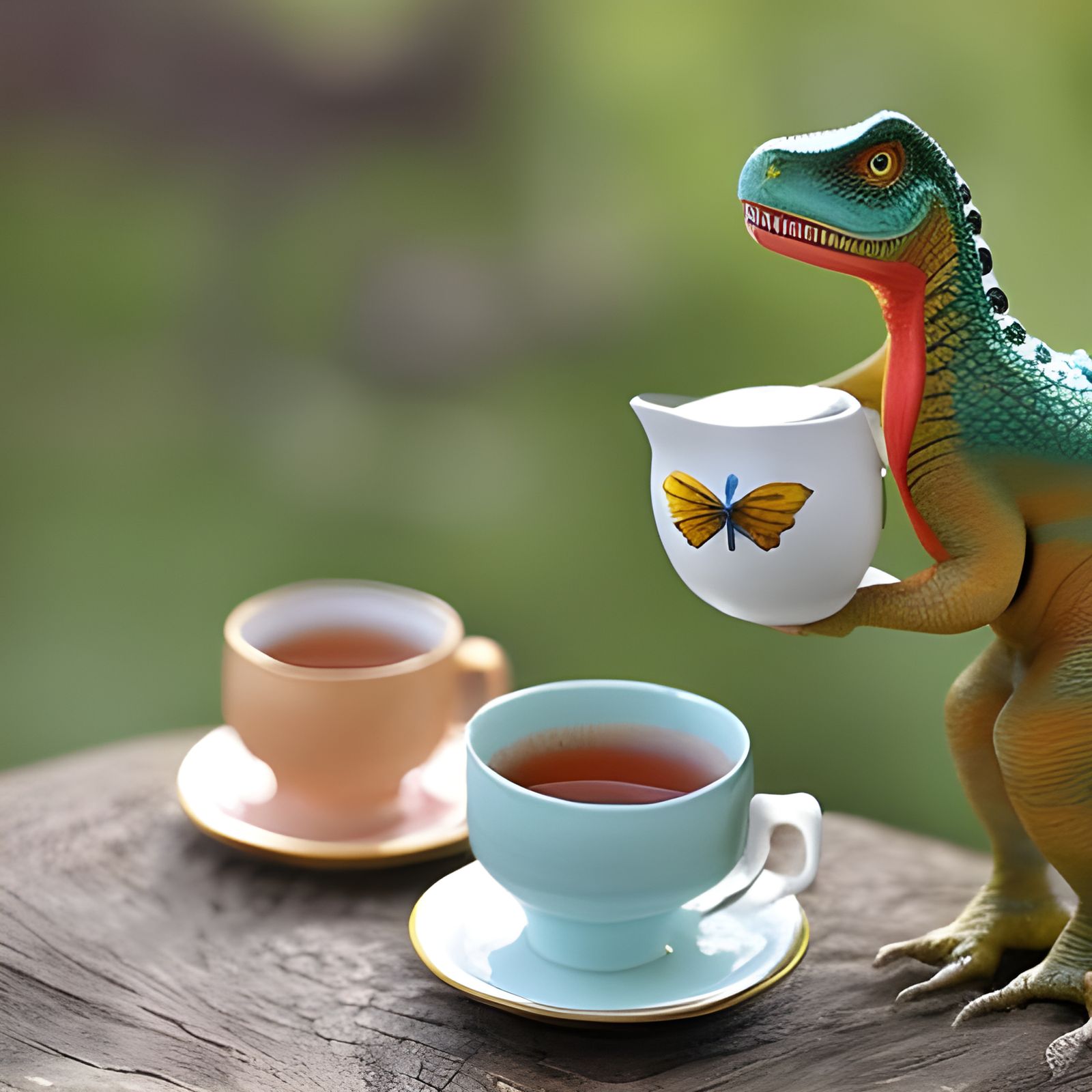 Dinosaur Tea Party Photography in Utopian Setting