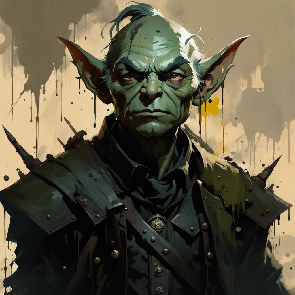 Goblin Army Leader Portrait in Splash Art Style