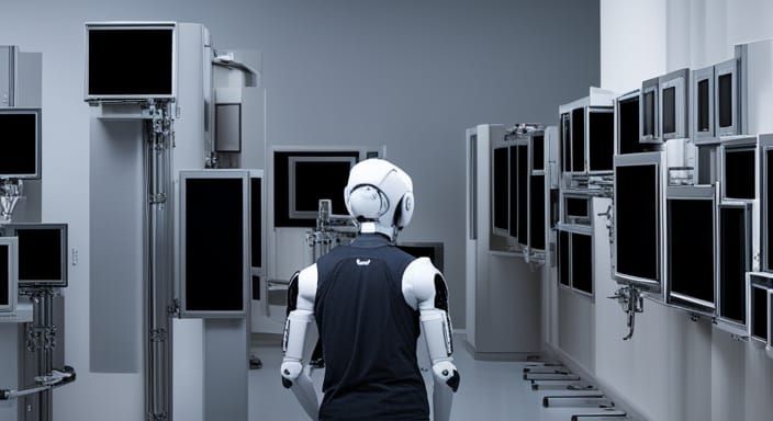 Humanoid Robot Gazing at Screen Wall
