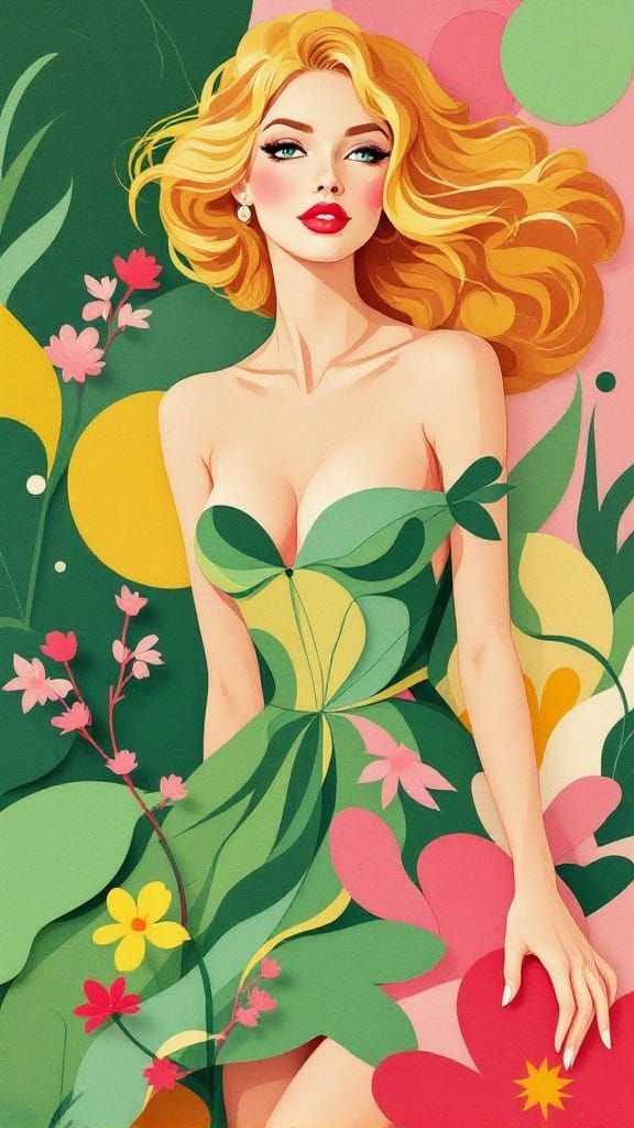 Spring Elegance in Cut-Paper Collage