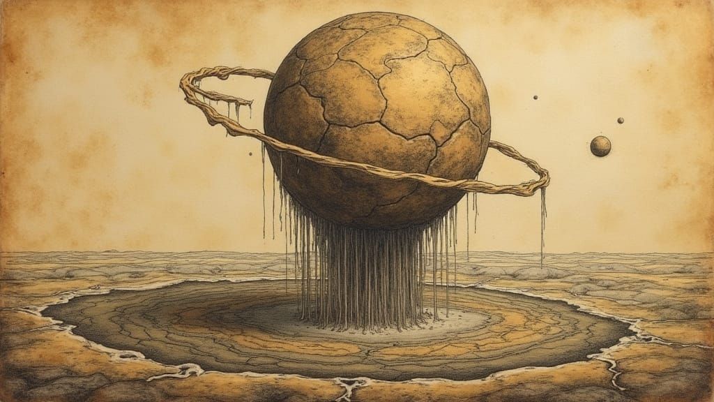 Parchment Planet Emitting an Inkstorm