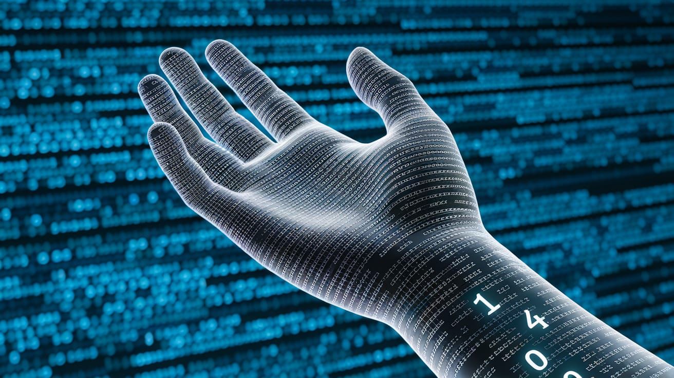 Digital Hand Reaches From Data Streams