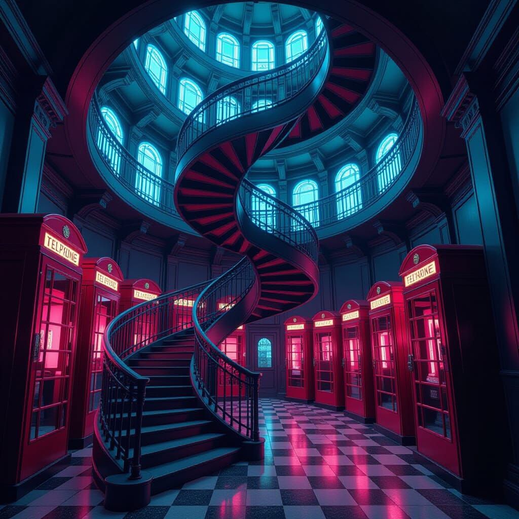 Endless Telephone Booth Staircase in Escher Style