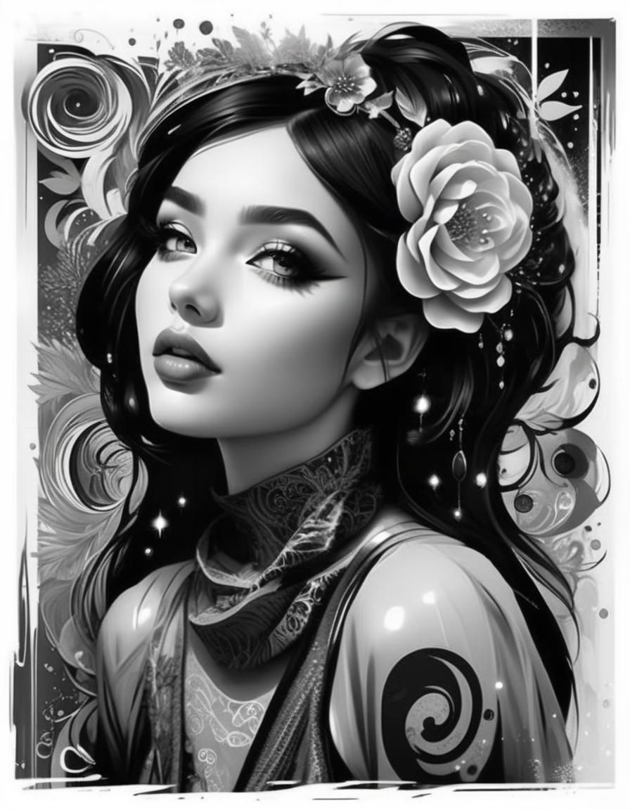 Monochrome Portrait in Retro Style with Dynamic Lighting