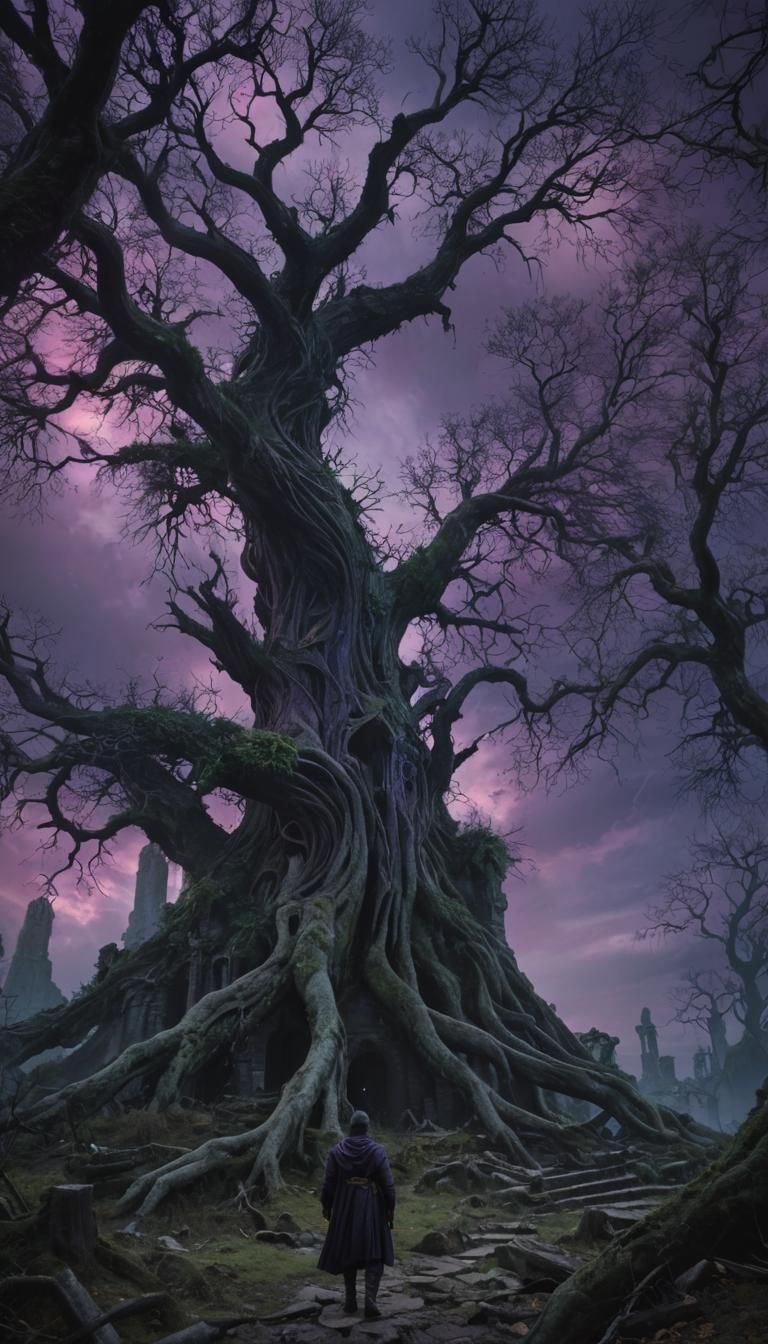 Dark Fantasy Landscape with Sinister Magic