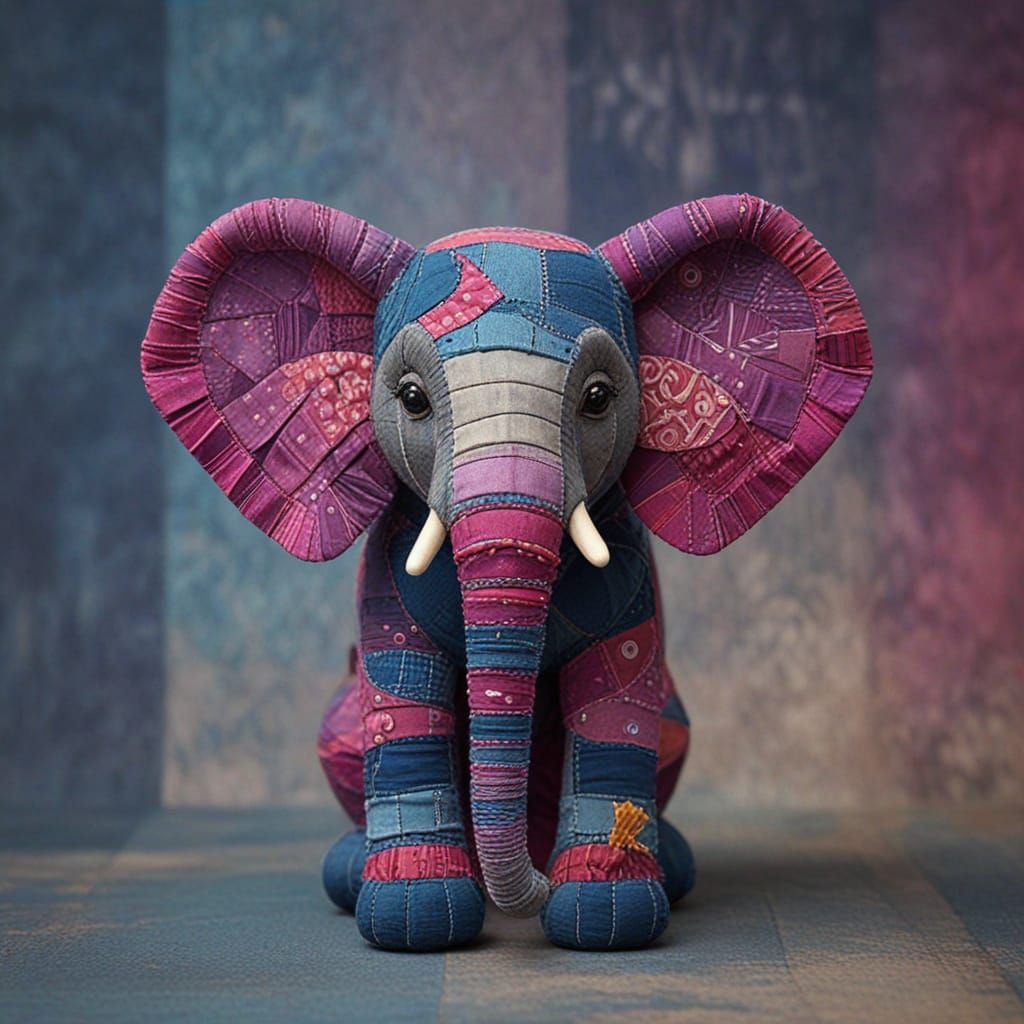 Stunning Patchwork Elephant Sculpture in Rich Textures