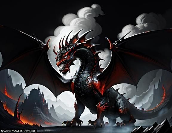 Fiery Dragon in Dynamic Fantasy Art Style
