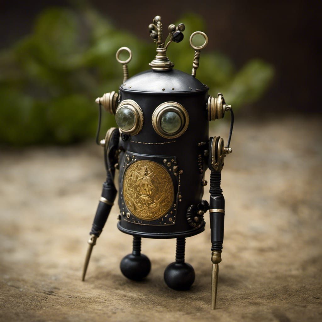 Retro Robot Toy Made of Waste, Digital Art