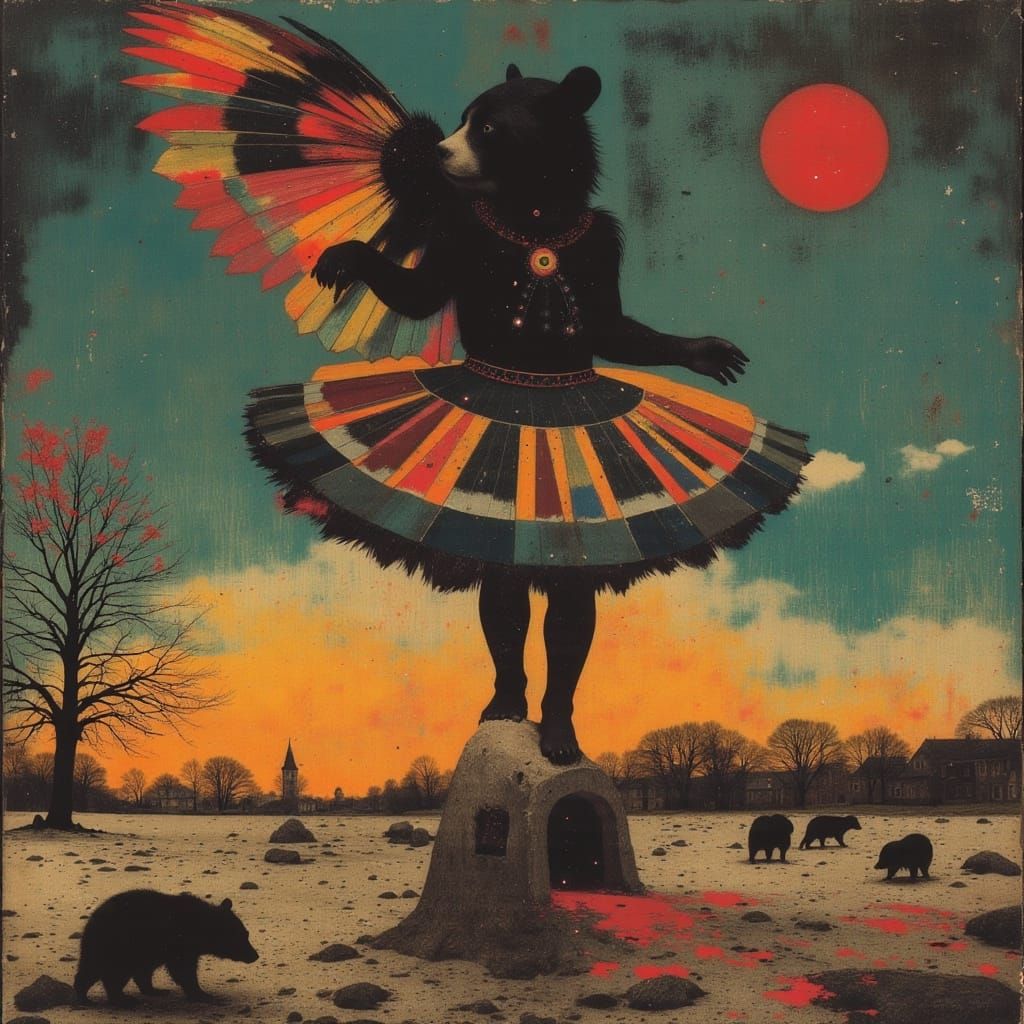 Vibrant Circus Sideshow in Dynamic Mondrian Style