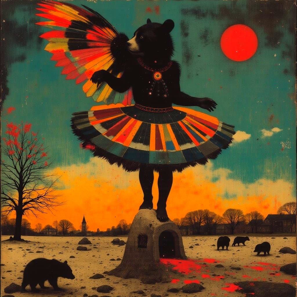 Vibrant Circus Sideshow in Dynamic Mondrian Style